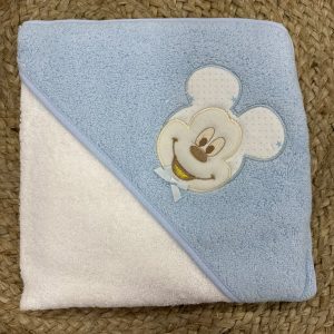 Toalla capa mickey blanco/celeste