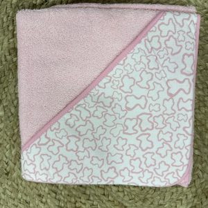 Toalla capa oso rosa/blanco